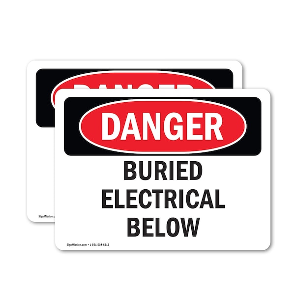 Signmission Buried Electrical Below Danger Sign, Vinyl Decal, 10in W x 7in L, 2PK OS-2PACK-DS-D-710-L-2274 - main